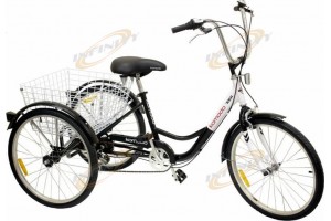 24" 3 Wheel Adult 6-Speed Tricycle Bicycle Trike W/ Basket Black